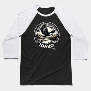 Idaho Intrigue: Mountain Majesty - American Vintage Retro style USA State Baseball T-Shirt